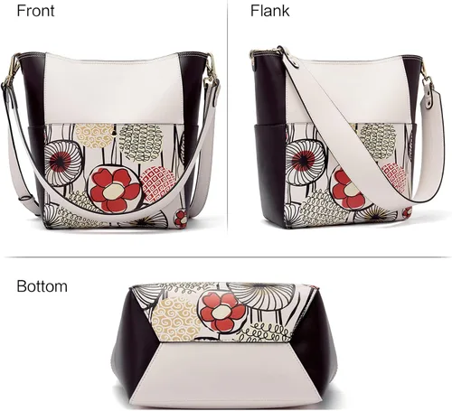 Vista 43 de BROMEN Bolsa Hobo para mujer, diseñada con cuero vegano, de hombro, bandolera