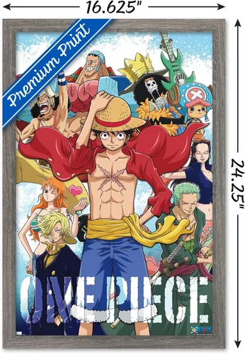 Vista 3 de Trends International One Piece - Póster de pared de tripulación, 22.4 pulgadas de largo x 14.7 pulgadas, versión enmarcada de madera de granero