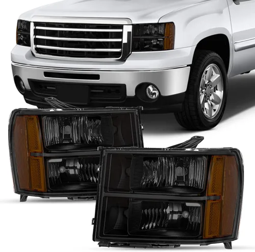 Vista 15 de SOCKIR Conjunto de Faros Halógenos Bombillas Incluidas Compatible con GMC 2007-2013 Sierra 1500 / 2007-2014 2500HD 3500HD 09-13 Hybrid Lado