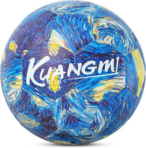 Vista 14 de Kuangmi Balón de fútbol, pelota de partido de tamaño oficial 5, jugadores de fútbol para jóvenes, adolescentes y adultos, entrenamiento deportivo al