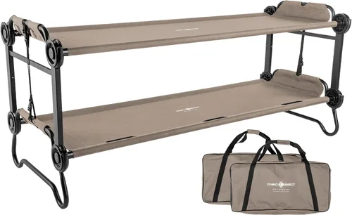 Vista 11 de Disc-O-Bed Gran banco convertible para exterior de 2 personas y cuna de camping doble para adultos, sistema de literas portátil, negro