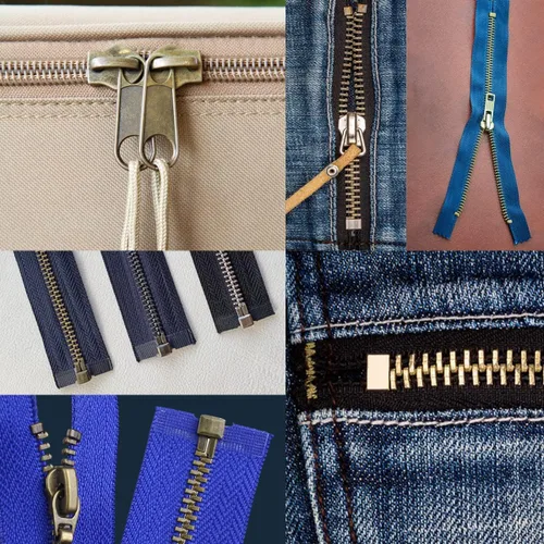 Vista 2 de Juego de accesorios de reparación de cremallera metálica de 48 piezas, kit de costura para bricolaje con deslizador, retenedor, inserto de caja