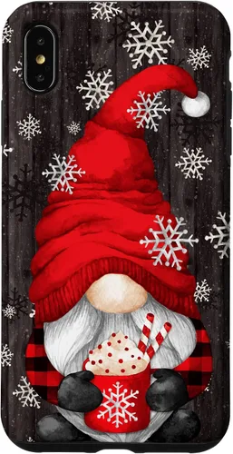 Vista 11 de iPhone 14 Pro Gnomo de Navidad rojo para mujeres con taza de cacao caliente lindo estuche de Navidad