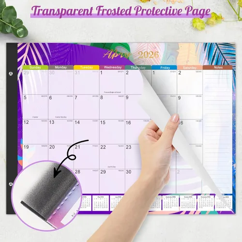 Vista 8 de Gannyfer Calendario de escritorio 2026-18 meses, calendario de escritorio grande, para usar ahora hasta diciembre de 2026, calendario de escritorio
