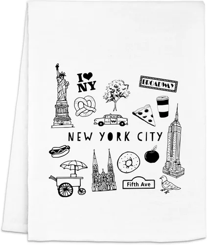 Vista 9 de Moonlight Makers Nueva toalla de cocina con temática de Nueva York – Toallas de té de saco de harina para secado de platos de cocina, paño de mano