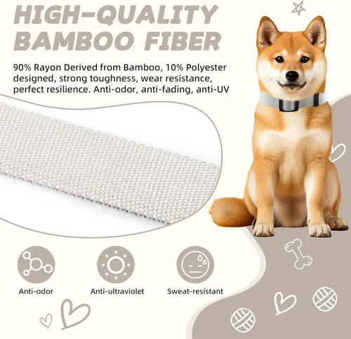 Vista 3 de Correa de perro beige para perros pequeños, 4 pies, 90% rayón derivado de bambú, correa de perro 10% poliéster, resistente y duradera, mango con una