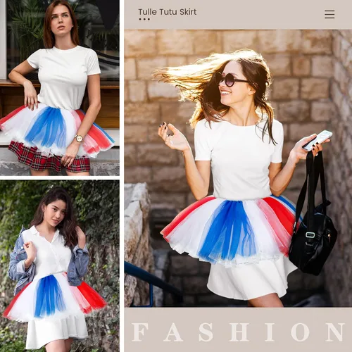 Vista 34 de Simplicity - Falda tipo tutú clásica de 5 capas para mujer