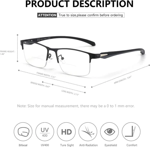 Vista 6 de SKYOAK Paquete de 2 lentes de sol de lectura prémium para hombres con protección UV400 al aire libre, TR90 lentes de lectura ligeros tintados