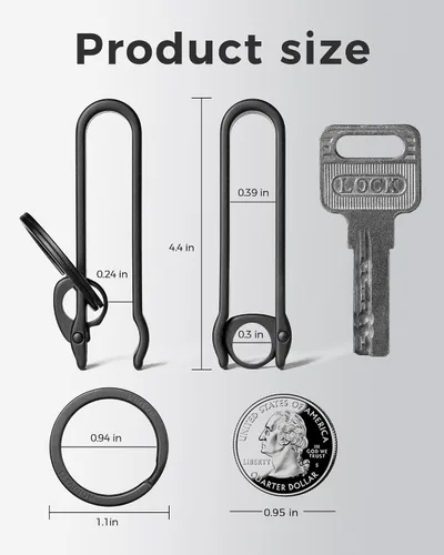 Vista 2 de FEGVE Titanium Key Belt Clip with 1.1″ Ti Key Ring, Rotary Anti-Slip Lock GR5 Titanium Alloy, Ultra-Light, Rustproof & Anti-Deform
