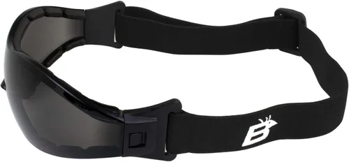Vista 5 de Birdz 2 pares de anteojos Boogie de espuma negra acolchada para motocicleta, esquí, paracaidismo, lentes antiniebla con lentes antiniebla humo