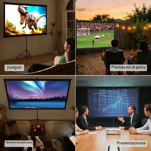 Vista 7 de Pantalla de proyector con soporte de trípode, pantalla de cine para interiores, pantalla de proyección portátil de 80 pulgadas, pantalla 4K lavable