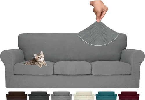 Vista 28 de MAXIJIN 2 piezas de fundas para silla con brazos, funda para silla de sofá para sala de estar, funda elástica para perros para una silla con 1 cojín