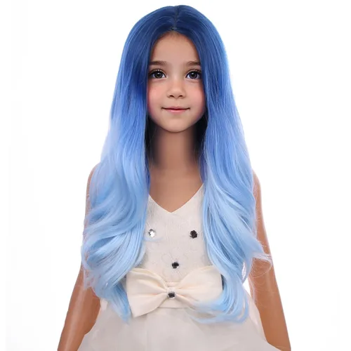 Vista 41 de PATTNIUM Peluca larga y ondulada rubia oscura para niños y niñas, peluca Rubio ceniza