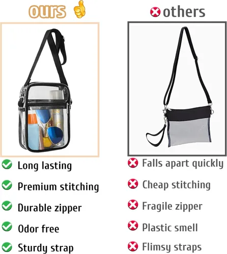 Vista 12 de LWWTBS Bolso cruzado transparente – Bolsa deportiva de concierto aprobada por estadios para mujer con correa ajustable