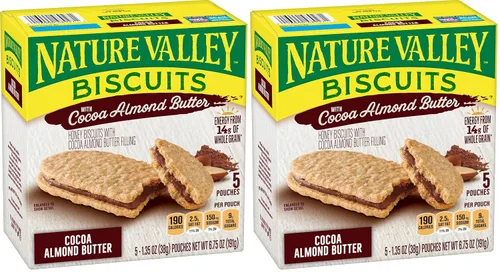 Vista 9 de Nature Valley Sándwiches de galletas, bocadillos de mantequilla de maní y chocolate, 5 unidades, 6.75 onzas 13g Whole Grain per Serving