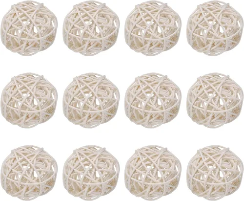 Vista 17 de MECCANIXITY 12 bolas decorativas de mimbre de ratán de 2 pulgadas para rellenos de jarrones, bodas, jardines, fiestas de pasillo, color negro
