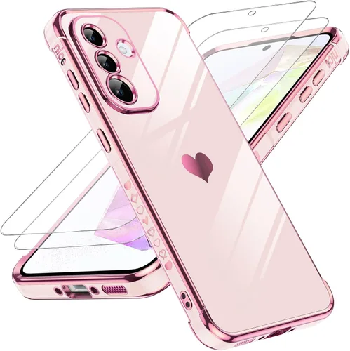 Vista 100 de LeYi Funda para Motorola-G 2025: Love Heart Plating Luxury, Negro