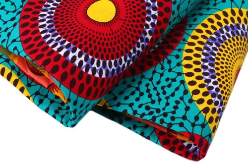 Vista 4 de BintaRealWax Tela africana de 6 yardas 100% algodón Ankara Kente Print Fabric Paño geométrico circular rojo de la impresión de la cera