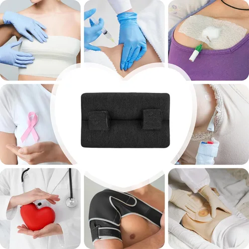 Vista 5 de Almohada para cinturón de seguridad poscirugía, almohada para puerto de quimioterapia para protector de pecho para pacientes de quimioterapia