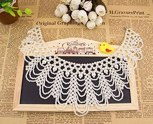 Vista 4 de LEYSTARE Collar de gargantilla RBG con cuentas de perlas desmontables y collar falso para mujer Plástico no conocido