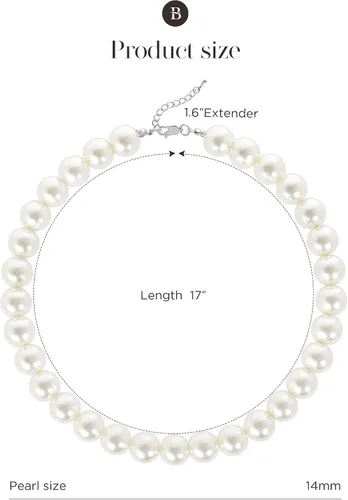 Vista 6 de BABEYOND - Collar de perlas redondas de imitación para novias, ideal para boda