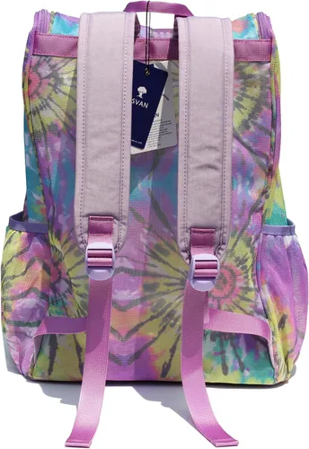 Vista 4 de ESVAN Mochila de malla con estampado original, bolsa transparente, paquete para universidad, playa, gimnasio, multiusos, mujeres y hombres, I, Casual
