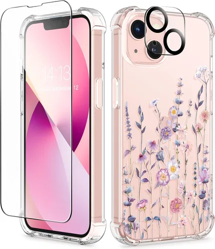 Vista 65 de GVIEWIN - Funda para iPhone 11 con protector de pantalla + protector de lente de cámara, cubierta protectora transparente suave de poliuretano
