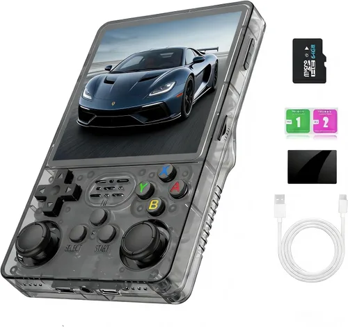 Vista 8 de R36plus - Consola de juegos portátil, consola de juegos retro portátil con pantalla IPS de 4.0 pulgadas, 64 GB, más de 15000 juegos preinstalados