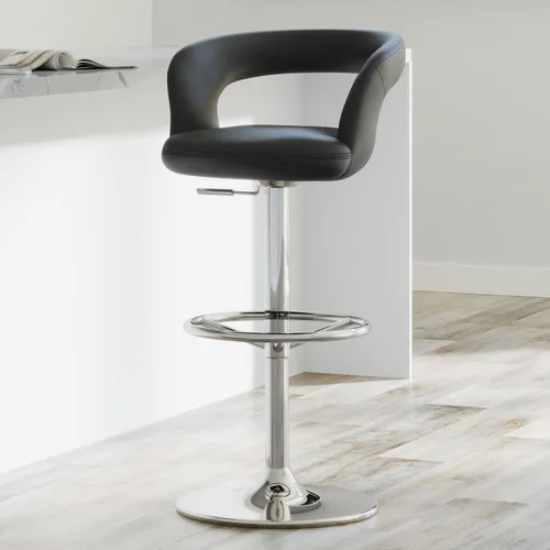 Vista 2 de Zuri Muebles Monza Taburete giratorio sin brazos de altura ajustable negro