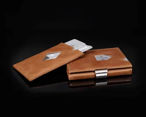 Vista 9 de Cartera de cuero triple - Bloqueo RFID con clip de bloqueo de acero inoxidable