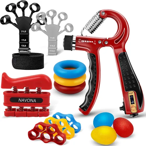 Vista 9 de 13 PCS Grip Strength Trainer Kit,Forearm and Hand Gripper Strengthener Azul