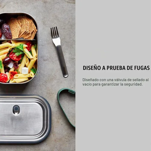 Vista 6 de Black+Blum - Lonchera de acero inoxidable 3 en 1, a prueba de fugas, multifuncional, sin plástico, con válvula de vacío, caja Bento con divisor