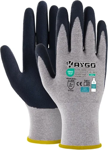 Vista 8 de KAYGO Guantes de trabajo para mujer, guantes de trabajo de seguridad ecológicos con revestimiento de goma transpirable, KGE19L, 3 pares Excellent