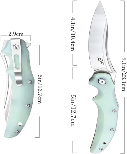 Vista 2 de Eafengrow EF951 Cuchillo plegable, hoja D2 y mango G10 con bloqueo de forro de rodamiento de bolas, cuchillo de bolsillo EDC para supervivencia