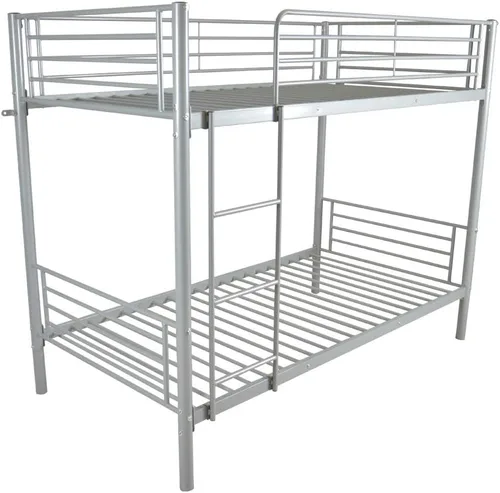 Vista 10 de Karl home - Litera de tamaño individual sobre individual en negro con 2 cajones de almacenamiento, litera de metal con escalera incorporada