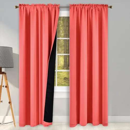 Vista 33 de KEQIAOSUOCAI Aqua - 100 cortinas opacas con forro negro para dormitorio, paneles de cortina totalmente opacas para sala de estar, cortinas aislantes