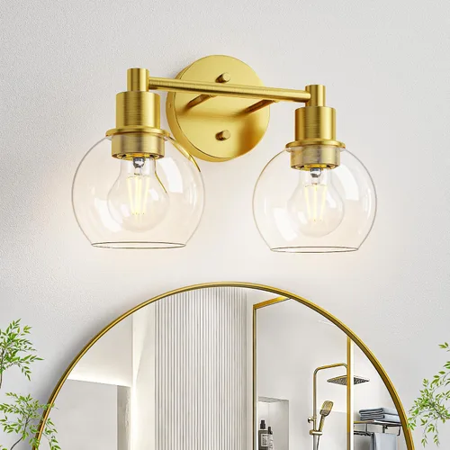 Vista 13 de 2 lámparas de baño, luces de tocador negras, luces de tocador de baño de granja, 2 luces, globo negro mate, accesorio de iluminación sobre espejo