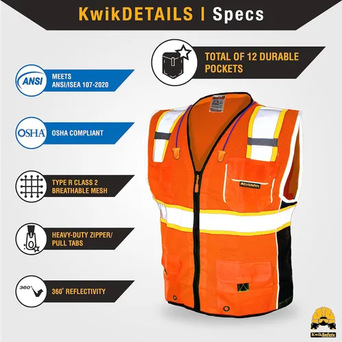Vista 5 de KwikSafety - Charlotte, NC - Chaleco de seguridad clásico y supremo [bolsillo gigante] Clase 2 Trabajo PPE ANSI probado OSHA Cumple con OSHA