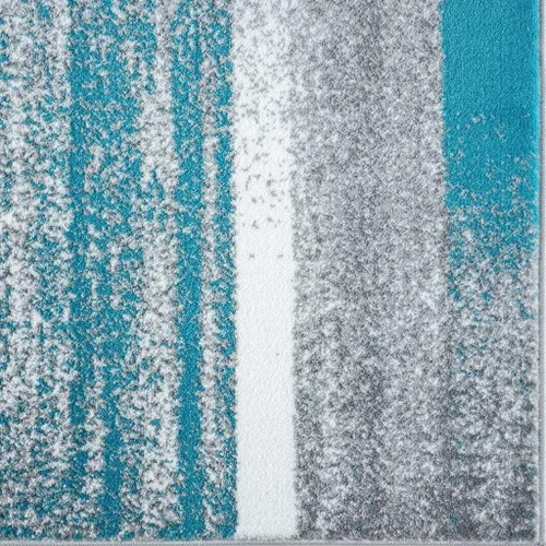 Vista 6 de LUXE WEAVERS Lagos Collection 9248 - Alfombra geométrica Art Deco turquesa de 2 x 3 pulgadas Pelo mediano, resistente a las manchas