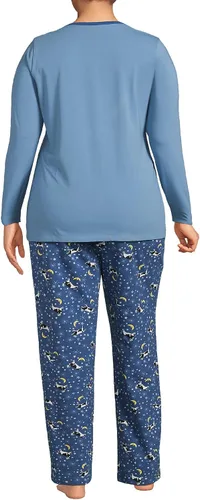 Vista 2 de Lands' End Women's Knit Pajama Set Long Sleeve T-Shirt and Pants