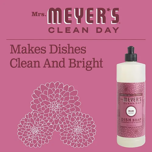 Vista 5 de Mrs. Meyer's Clean Day - Detergente líquido para platos, aroma a crisantemos, fórmula biodegradable 16 fl oz paquete de 2