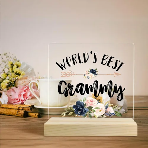 Vista 3 de Regalo de Grammy, regalos para abuela, placa acrílica del mejor Grammy del mundo, regalos para la mejor abuela, regalos de abuela para cumpleaños