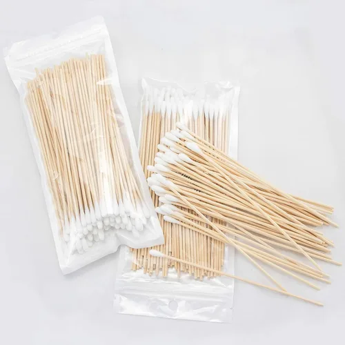 Vista 9 de Hisopos de algodón de 6 pulgadas de largo, 200 unidades, hisopos de algodón con palos de madera, hisopos largos para limpieza de armas, limpieza