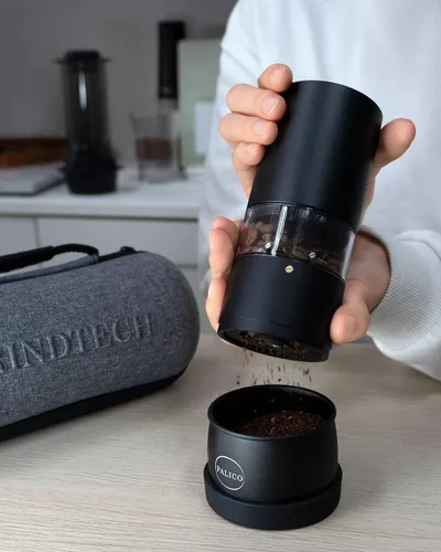 Vista 3 de PALICO GrindTech PREM - Molinillo de café eléctrico recargable portátil, base de carga inalámbrica con tipo C, 20 rebabas cónicas SUS