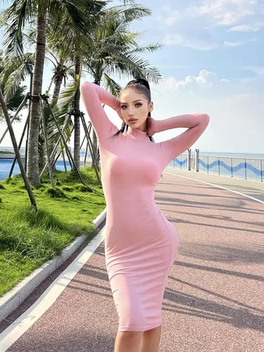Vista 6 de Flutnel - Vestido tubo de manga larga para mujer, 3 piezas, acanalado, cuello alto, ajustado, para trabajo, oficina, vestido midi