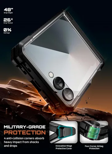 Vista 3 de SUPCASE Funda para Samsung Galaxy Z Flip 7 con soporte y protector de pantalla frontal (Unicorn Beetle Grip), [compatible con MagSafe]