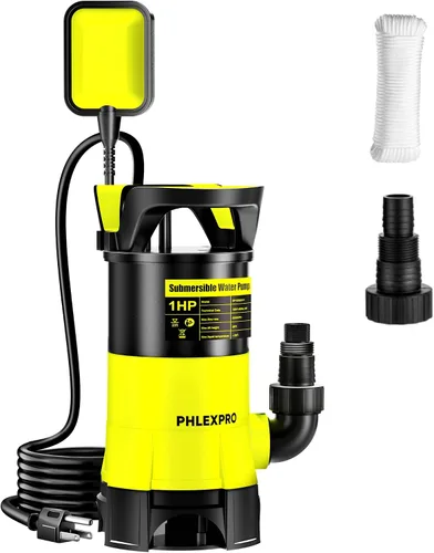 Vista 9 de Bomba de agua sumergible PHLEX PRO 1/2HP, eliminación rápida de agua de 2650 GPH Negro