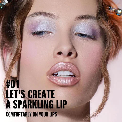 Vista 2 de evpct Combo de delineador de labios metálico rosa brillante y lápiz labial, lápiz labial con punta de cono para mujer, de larga duración