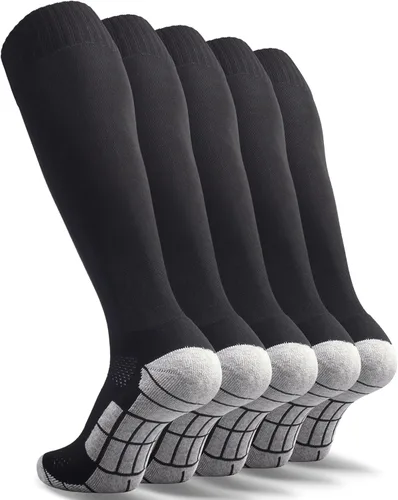 Vista 22 de CWVLC - Calcetines de fútbol (1/3/5 pares) calcetines altos hasta la rodilla, para deportes de equipo, para adultos, jóvenes y niños