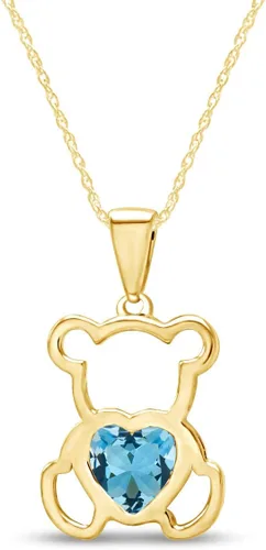 Vista 24 de Collar con colgante de oso de peluche con piedra natal para mujer Simulated Alexandrite